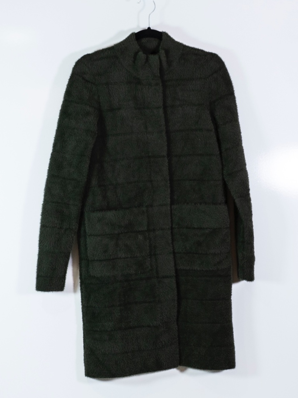 J. McLaughlin Faux Vegan Fur Collared Snap Button Jacket Coat Green XS